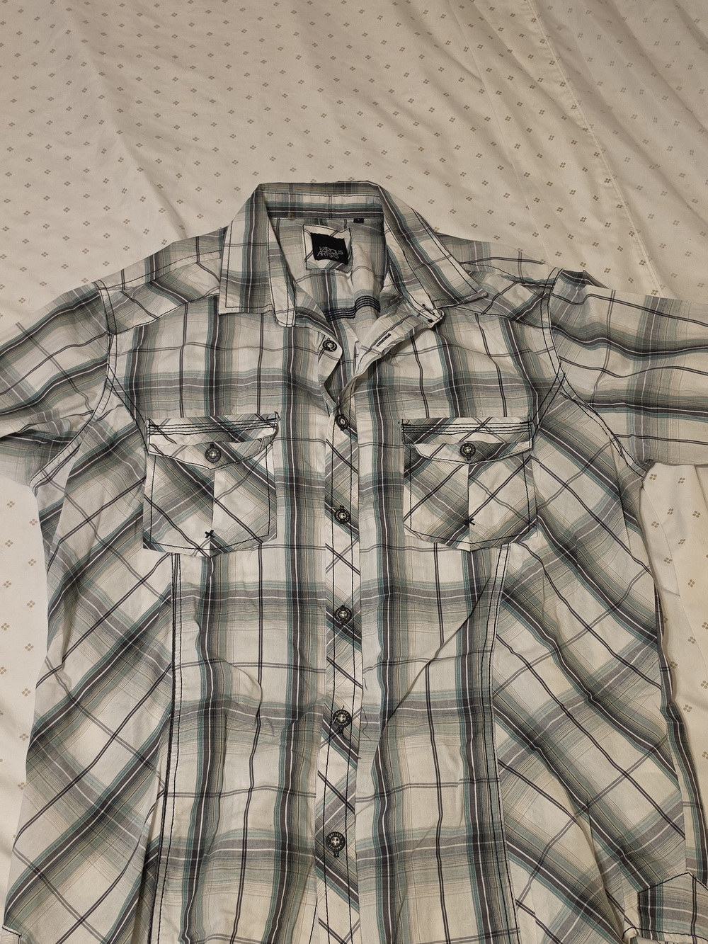 Various Artists Plaid Short-Sleeve Button-Up Shirt